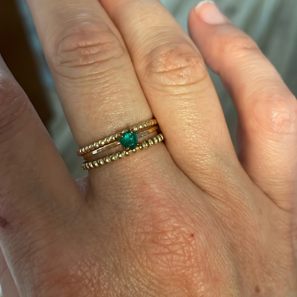 Gold and emerald stacking ring set - Picture 1 of 2